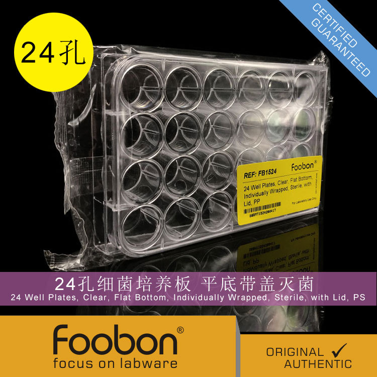 Foobon 24孔带盖平底灭菌培养板 24孔板 #FB1524