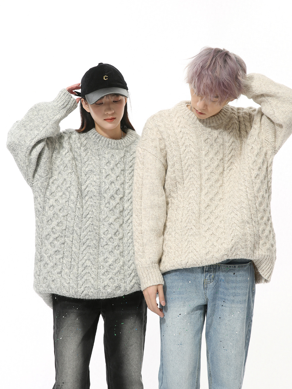 MTLCLOTHES Hombres| Nuevos productos de invierno coreanos de cuello redondo jersey de torsión suéter de moda casual