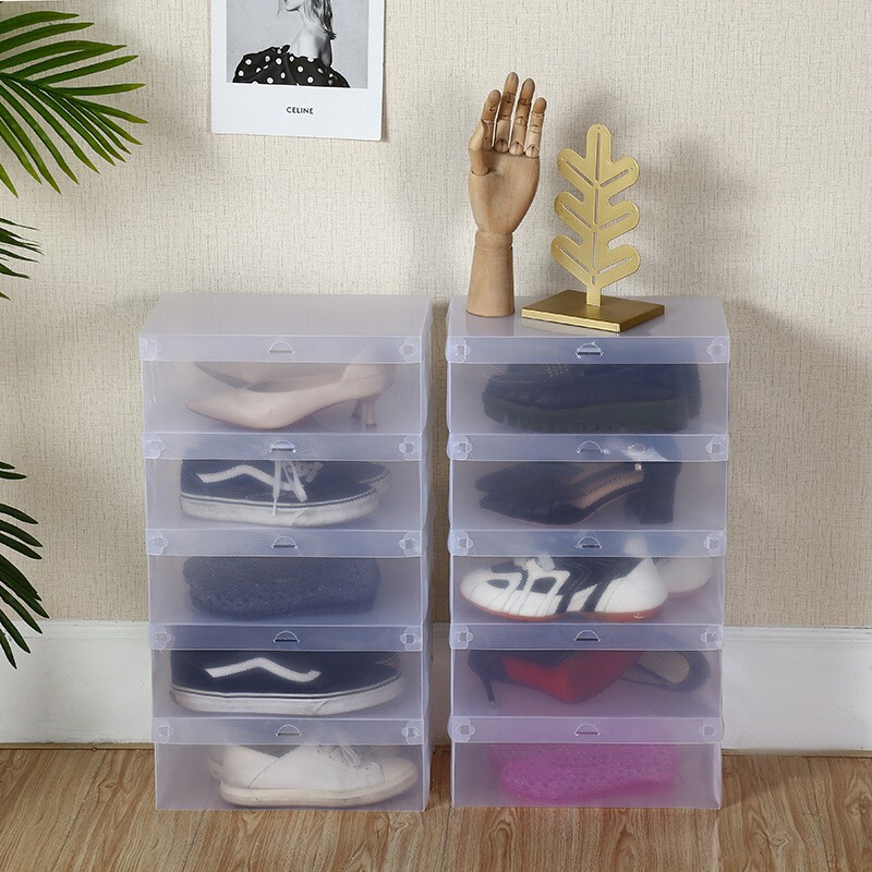 Dormitory storage shoe box transparent thickened lid shoe box storage box household sneakers high heels organizing storage