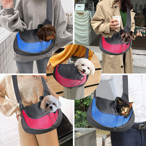 Pet outing shoulder bag, cat and dog travel convenient crossbody bag, adjustable handbag, breathable cotton pet backpack