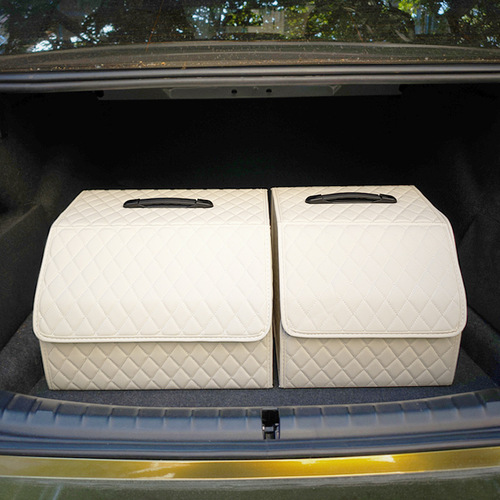 High-end Lingge car storage box trunk folding storage box high-end leather car storage box artifact