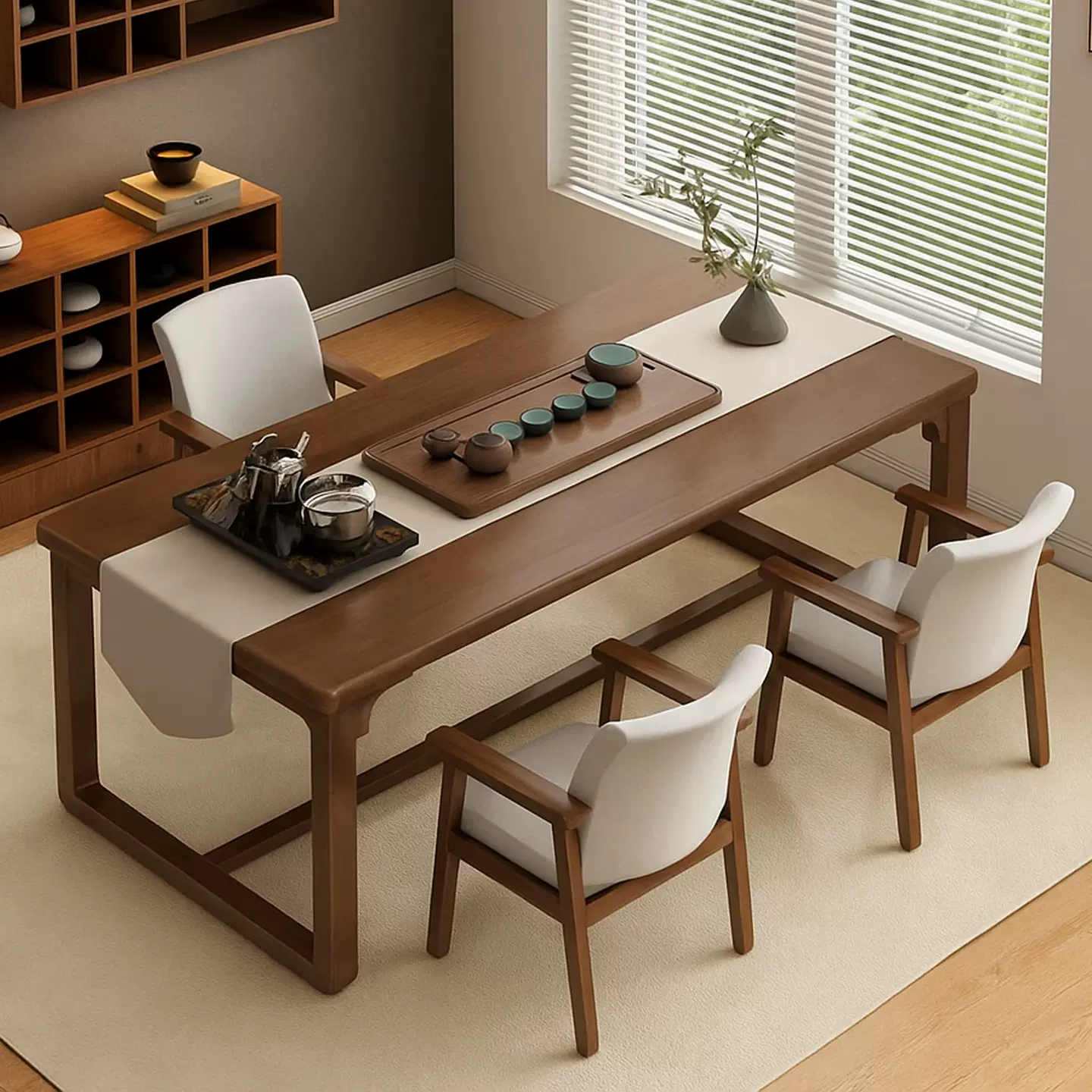 严选实木茶桌椅组合泡茶桌子办公室新中式家用小型阳台茶台茶几桌