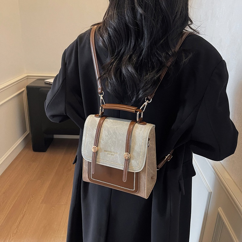 跨境复古pu双肩包包女2025新款学生休闲多功能书包凹造型背包外贸|undefined