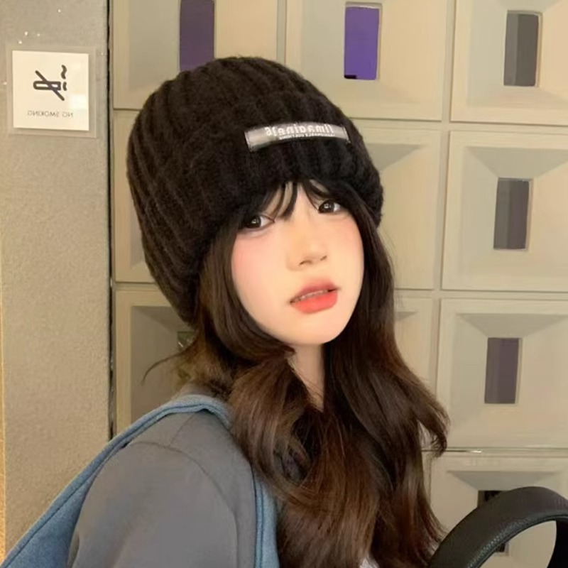 堆堆帽子女冬季高级感大头围保暖护耳针织帽时尚百搭显脸小毛线帽|undefined