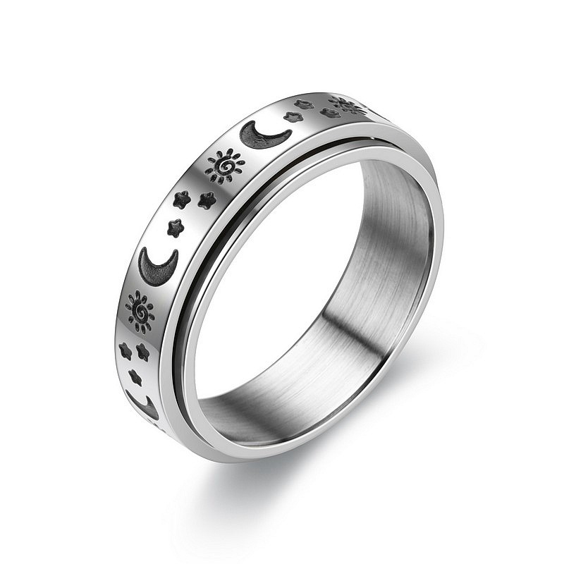 Cross-border New Titanium Steel Rotatable Ring Men's European And American Fashion Stainless Steel Love Couple Ring Japanese And Korean Jewelry display picture 7