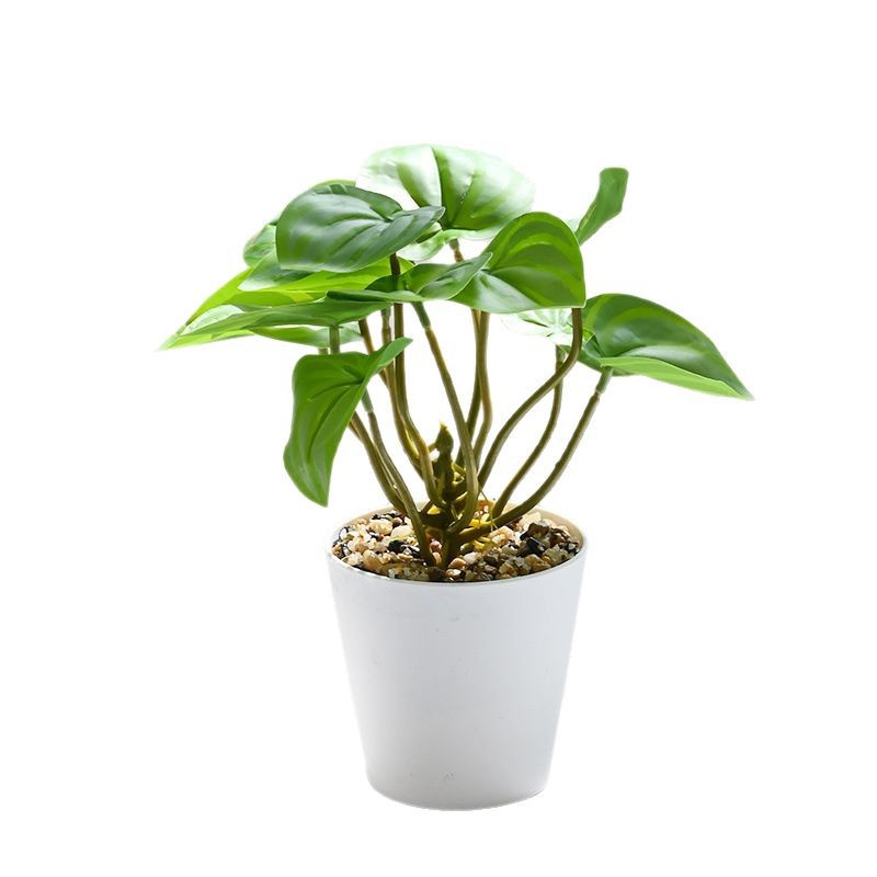 Simulación de hoja de sandía verde en maceta de flores artificiales adornos decorativos de flores creativas plantas verdes artificiales simulación bonsai al por mayor image 6
