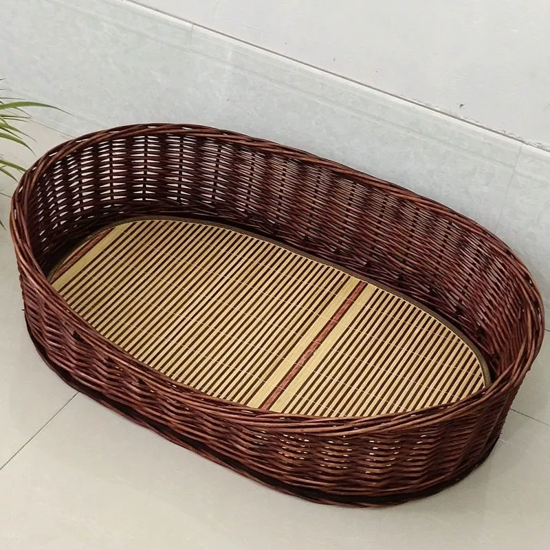 Собачья гнездо ротанг четыре сезона универсальная кровать для собак, гнездо для домашних животных, большой и маленький собачий гнездо, кровать для кошек, плетеная кровать для домашних животных