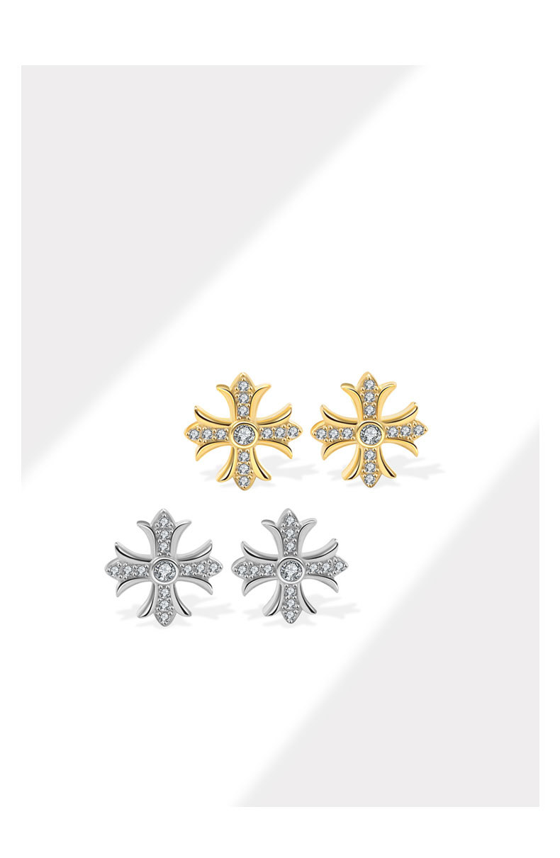 All Seasons Season 1 Pair 925 Sterling Silver 925 Sterling Silver Earrings Cross Small Stud Earrings