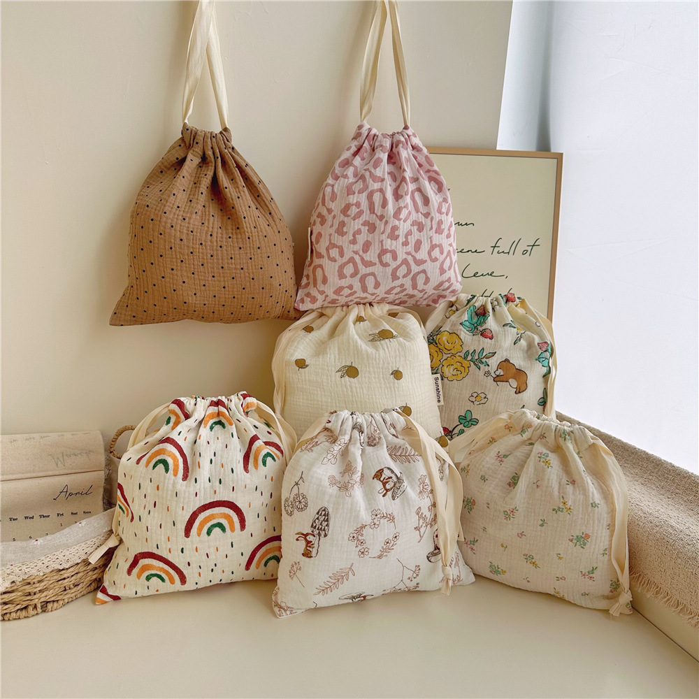 Bolsa de cordón de gasa de algodón de suministro transfronterizo bolsa de almacenamiento de viaje en el hogar bolsa de almacenamiento de clasificación de artículos diversos bolsa de algodón lote directo de fábrica