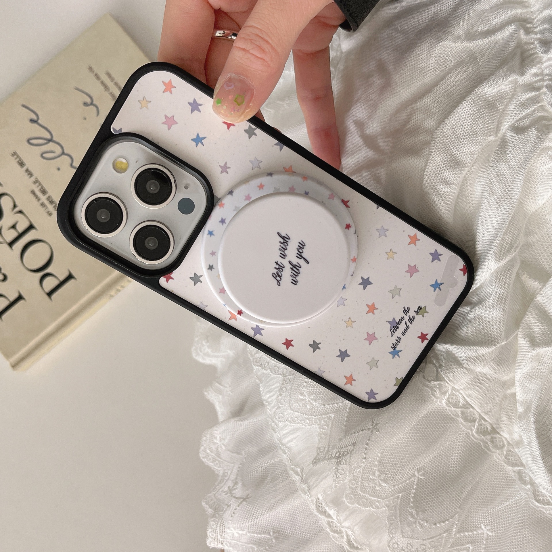 Estrella de dopamina coreana para Apple 16ProMax funda para teléfono móvil 15Pro Apunción magnética 14/13 Simple 15PM hembra