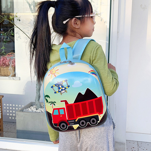 Wholesale cute engineering vehicle backpack, cool kids accessories, toy bag, cute cute kids kindergarten school bag