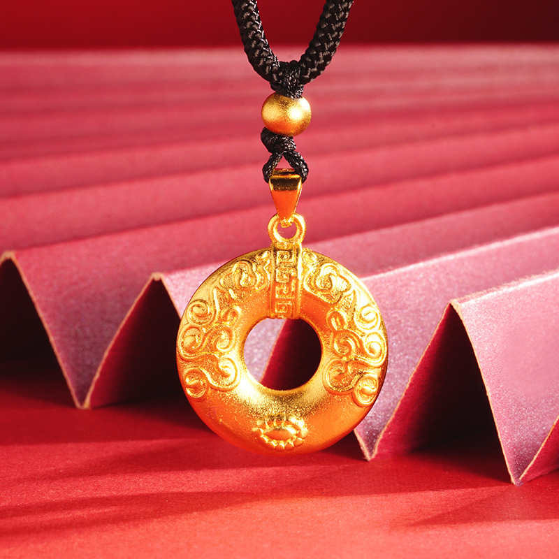 Oro Ruyi anillo collar círculo joyería de las mujeres elegante todo partido antiguo arte de Latón chapado en oro suministro directo de fábrica