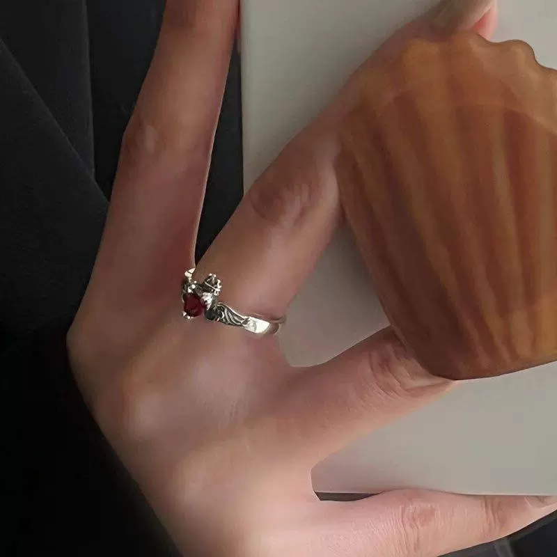 Ретро zirconium сердечко в форме кольца с камнем, французский стиль, интернет-знаменитость