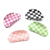 Korean retro color chessboard grid semi -circular acetic acid grab niche young girl shark hair clip hair decoration female back head hair grab