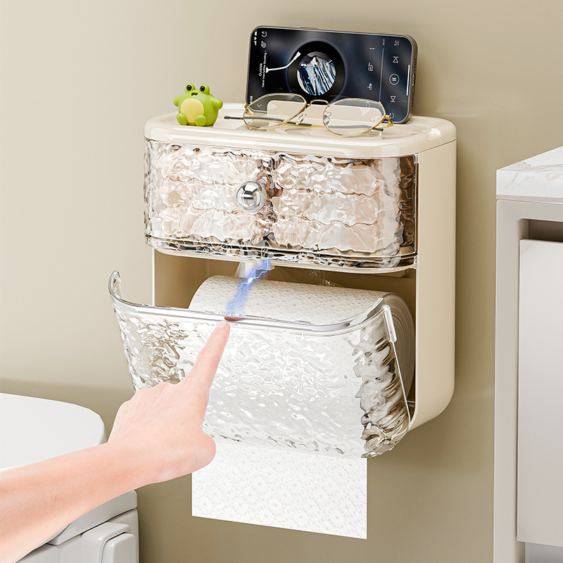 Caja de papel higiénico de baño, caja de dibujo impermeable magnética, estante de papel enrollado, estante de papel higiénico montado en la pared, caja de pañuelos de inodoro