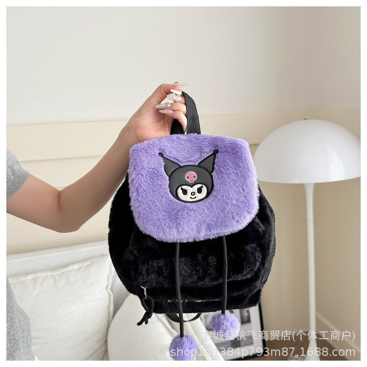メーカー卸売ベルベットバッグ玩具クロミ斜めショルダーバッグいちご熊ぬいぐるみ日系ハンドバッグサンリオ|undefined