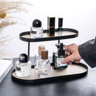 Perfume Desktop Jewelry Rack Tray Cosmetics Storage Box Shelf Storage Iron Entrance Double-Layer Lipstick Storage