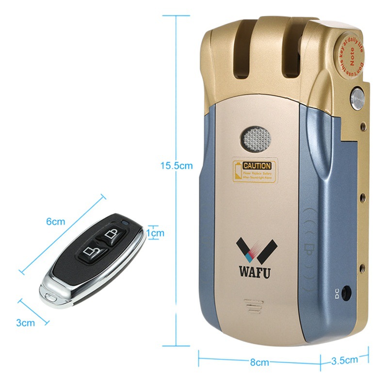 Cerradura inteligente para puertas con diseño de grafiti para comercio transfronterizo WAFU, no requiere cableado, cerradura con control remoto invisible, para uso doméstico, diseño sin agujeros para llaves, cerradura oculta.