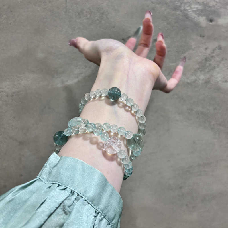 New Green Crystal Imitation Green Fluorite Bracelet for Women, Three-Circle Bracelet Jewelry Gift for Girlfriend and Best Friend, Niche Transfer