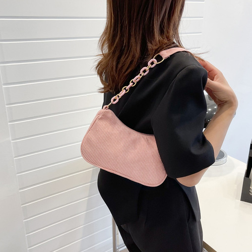Simple corduroy bag, fashionable and casual shoulder bag for women, solid color trendy summer crossbody bag, large capacity small square bag