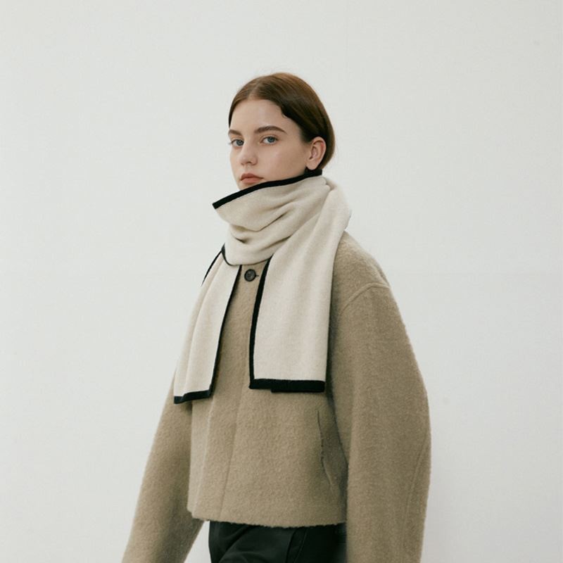 Hochwertige Herbst-Winter-Schals für Damen, eine koreanische Nische aus weichem Farbblock-Strick für den Winter, warmer Schal und Seide_voghion.com