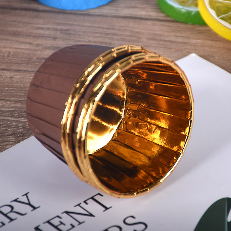 Alimentos doble oro plata taza de la torta recubierto rollo taza media alta temperatura resistente para hornear taza muffin Cup titular curling desechable