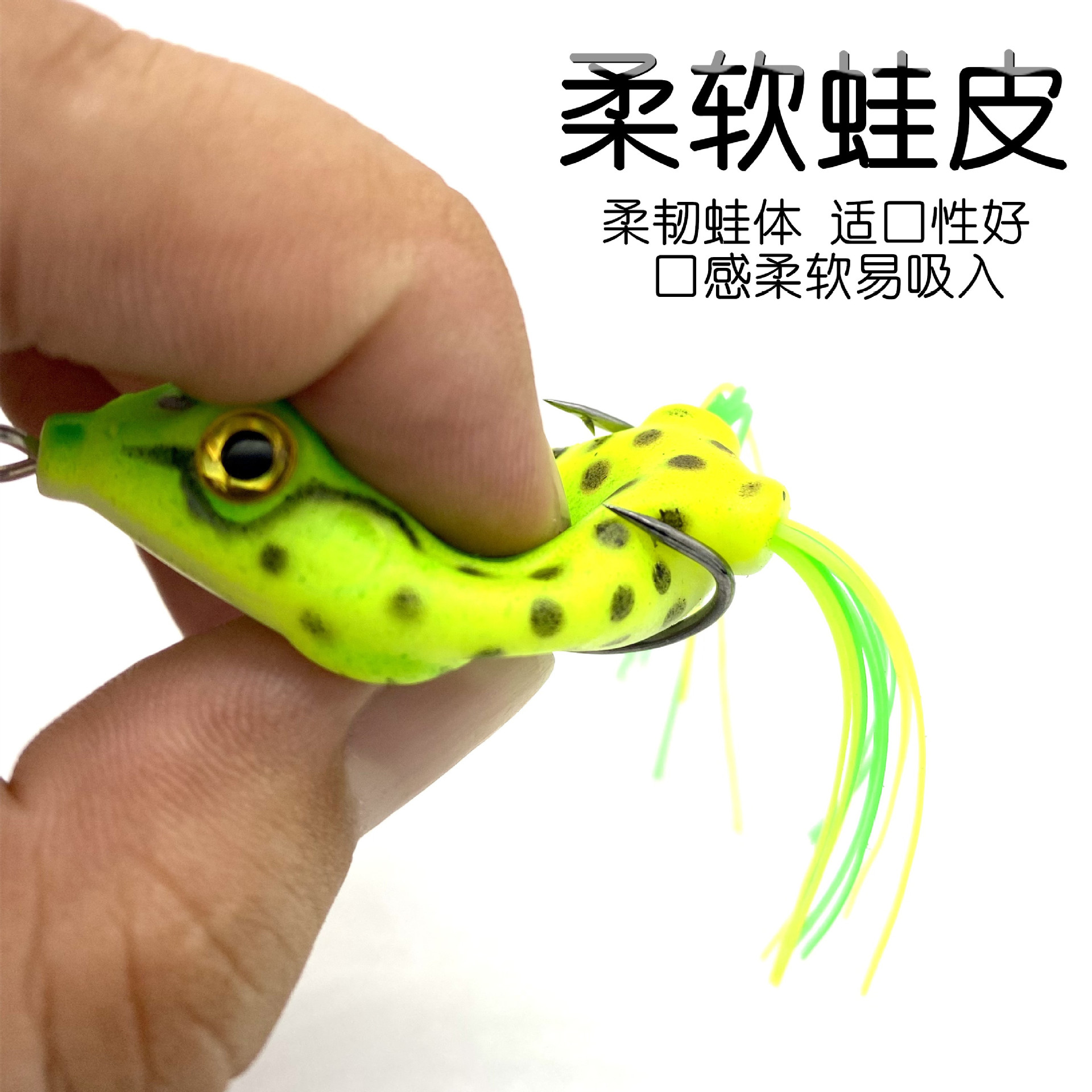 Thunder蛙 fábrica al por mayor 5g / 8g / 13g estilo clásico biónico rana flotante negro pescado luya cebo doble gancho con púas