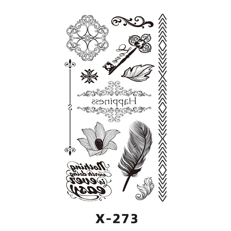 Arco de flor pequeña pegatinas de tatuaje fresco 3D dibujos animados transfronterizo Henna rosa impermeable texto en inglés pegatinas de tatuaje