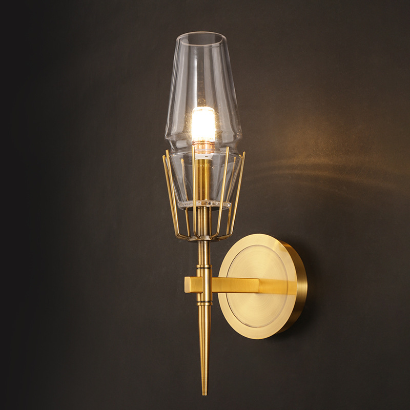 Nordic Light Luxury Glass Wall Lamp Post-modern Simple Model Room Creative Bedroom Bedside Aisle Living Room Background Wall Lamp