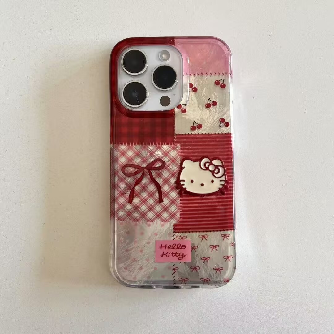 Chica ins pajarita kt para iPhone14 estéreo 16ProMax Apple 15 funda para teléfono móvil 13P femenino