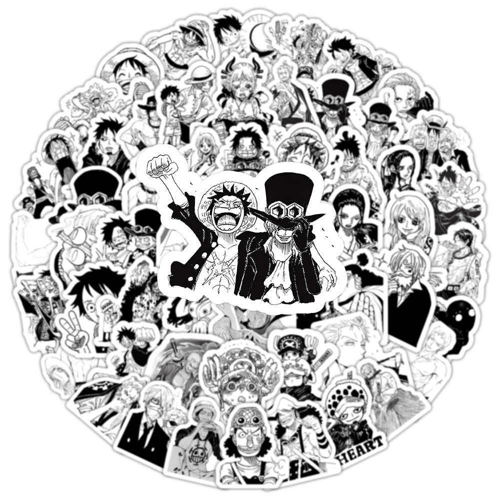 흑백 원피스 스티커 103장 세일링 원피스 루피 조로 가방 스티커 장식 노트