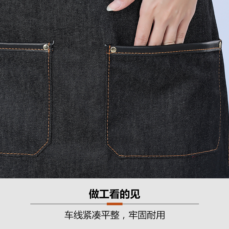 Cross-border denim logotipo personalizado coreano pintura de cocina de estilo occidental manicura jardinería café ropa de trabajo delantal