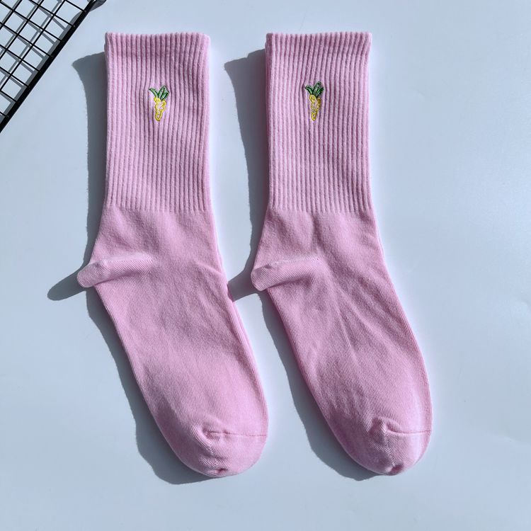 Chaussettes de sport mi-mollet en coton à rayures pour homme, brodées, couleur unie, tendance, style universitaire, 2025d_voghion.com