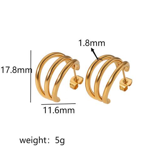 INS Internet celebrity same style earrings 18k gold three-wire earrings light luxury stainless steel earrings earrings wholesale