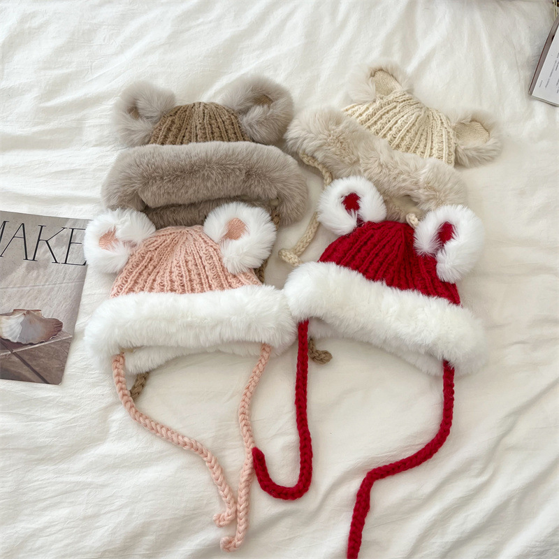 Unisex Children's hats Winter boys and girls ins plus cashmere knitted plush Lei Feng hat ear protection hat_voghion.com