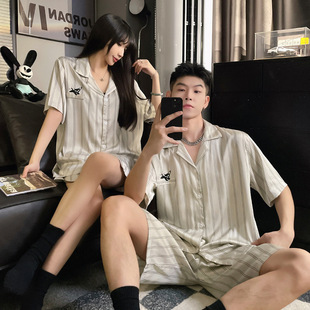 Couple Pajamas Women's Summer Ice Silk Short Sleeve Thin 2025 New Arrival Men's Summer Outwear Home Clothes suit