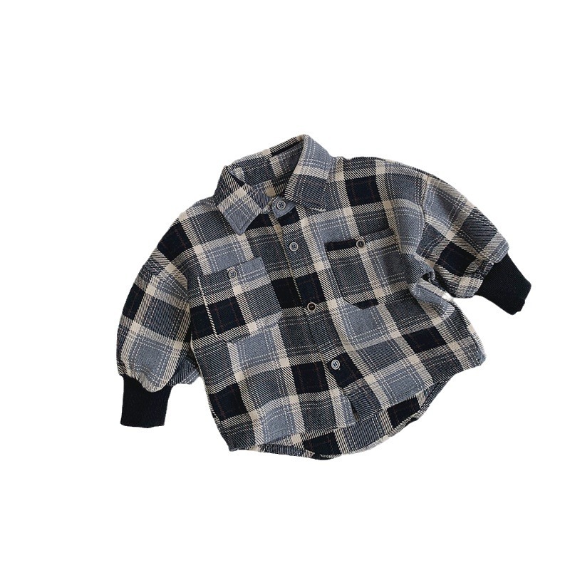 Camisas a cuadros para niños otoño nuevo estilo de chaqueta coreana para niños y niñas, ropa de moda para niños pequeños y medianos, chaqueta de moda cool para bebés