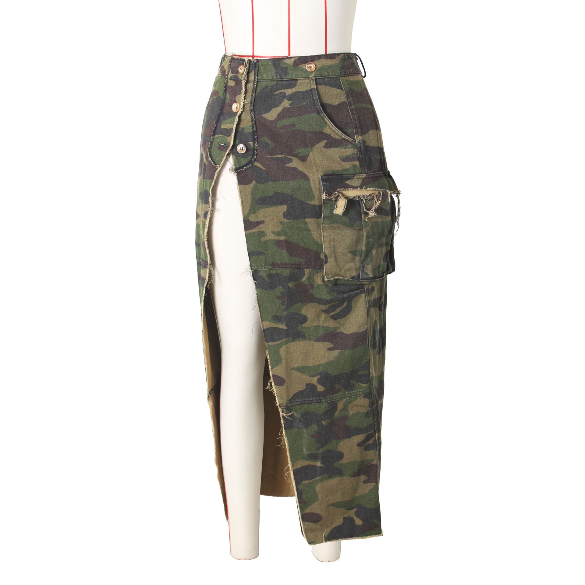 Summer Spring Casual Streetwear Camouflage Spandex Polyester Maxi Long Dress Skirts display picture 2