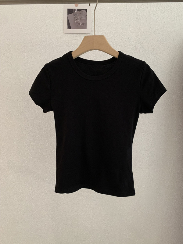 Omalai 無地ショルダースリムフィット半袖 Tシャツ多用途ファッショントレンド新作トップス卸売女性 3699|undefined
