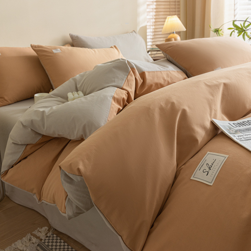 Nueva cubierta de edredón de algodón lavado con agua de una sola pieza de invierno y otoño de algodón puro para una sola persona 150x200 edredón de cuatro piezas