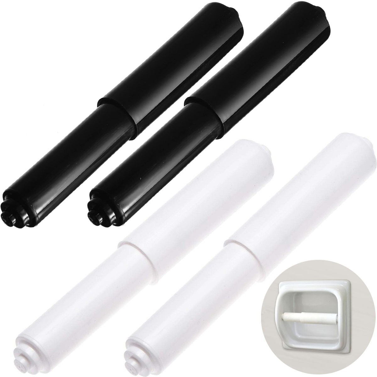 Bathroom Tissue Box Accessories Plastic Spring Telescopic Rod White Plastic Roll Paper Shaft Paper Towel Holder Paper Roll 3Pcs