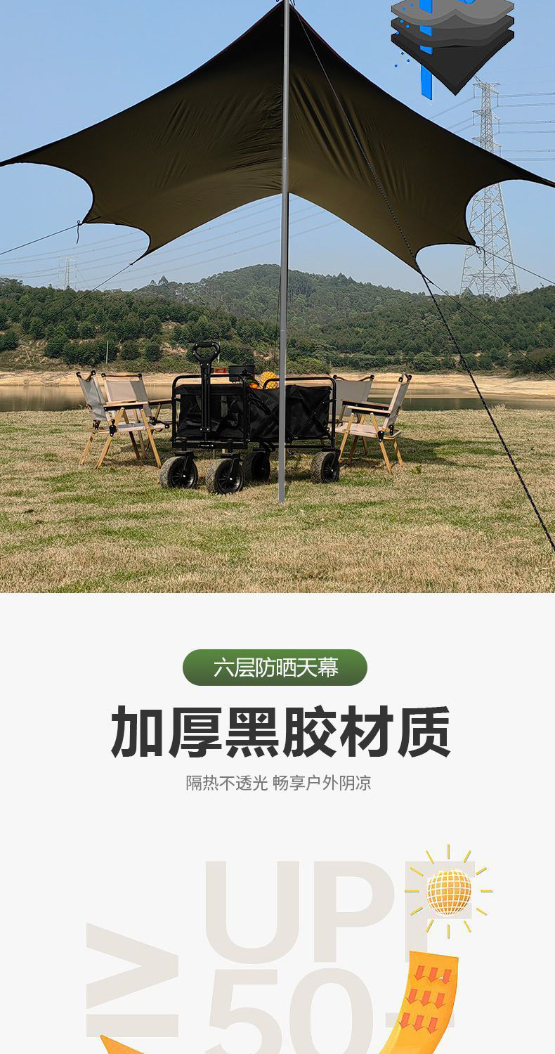 Vinyl Canopy Tent for Outdoor Camping, New Type, No Assembly Required, Quick Setup, Sun Protection, Enlarged Tent Fabric