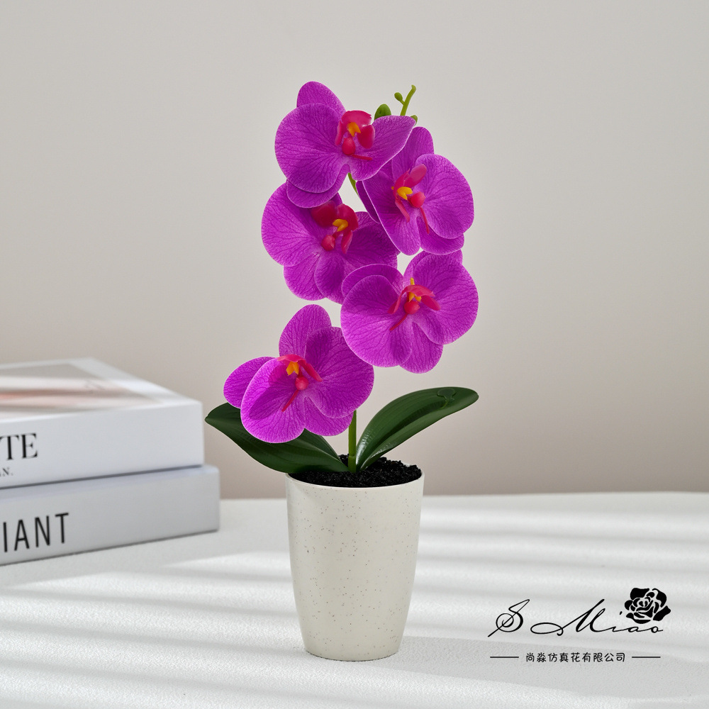 Cinco flores y dos hojas sensación de orquídea mariposa plantación de bonsai creativa decoración del hogar de moda fotografía flores artificiales ornamentos de boda