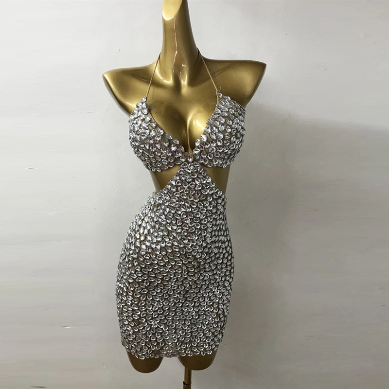 Luxury Clothing for Women 2024 Sexy Short Crystal Beaded Diamond Prom Dress Hollow Out Backless Dress