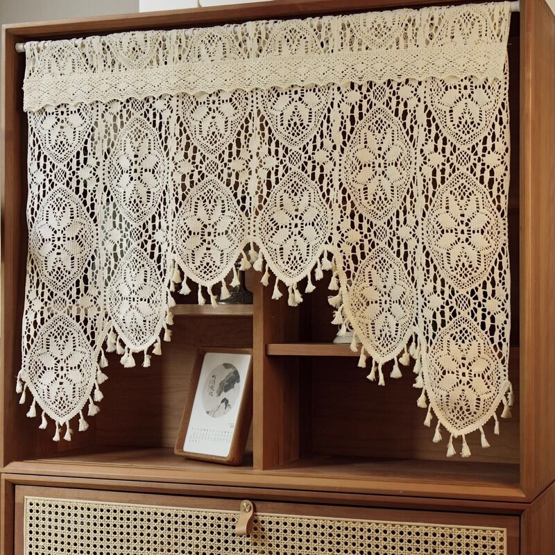 American Country-Style Crochet Arch Curtain, Half Curtain, Partition Curtain, Feng Shui Curtain, Corner Curtain, Door Curtain, No-Drill Rod Curtain, Small Window Curtain American Country-Style Crochet Arch Curtain, Half Curtain, Partition Curtain, Feng Shui Curtain, Corner Curtain, Door Curtain, No-Drill Rod Curtain, Small Window Curtain