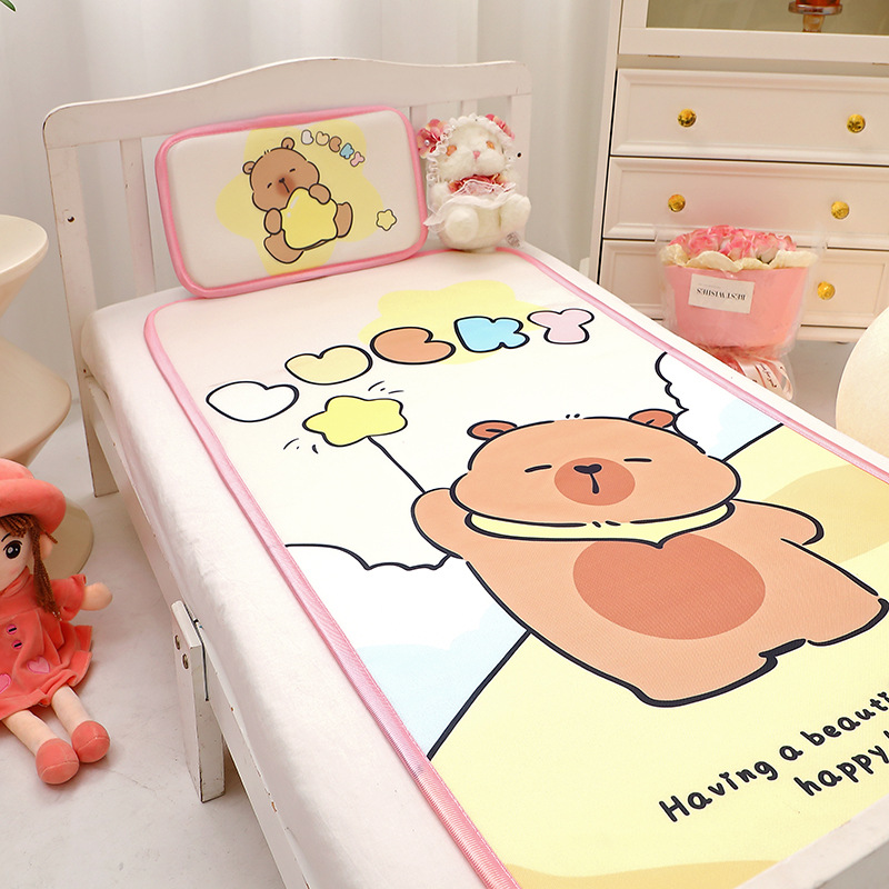 2026 New Model Cloud Soft Ice Silk Children's Cooling Mat Kindergarten Nap Mat Baby Crib Machine Washable Milk Silk Mat