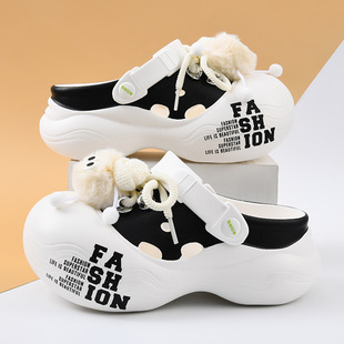 Thick-Soled Clogs for Women, Summer Height-Increasing Non-Slip Slippers, Eva Odor-Resistant Breathable Cartoon Versatile Beach Closed-Toe Slippers