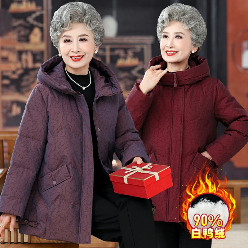 Пожилые люди зимняя женская пуховик с капюшоном топ 60 лет 70 бабушка зимний толстый хлопчатобумажный куртка леди одежда