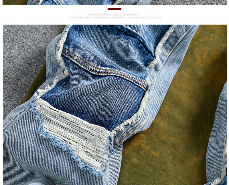 Men's Clothing Retro Distressed Patchwork Jeans For Men, Loose Straight Leg, Trendy Brand Pants._mkmklike.com