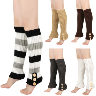 Autumn and Winter Warm Woolen Socks, Knitted Button Socks, Long Boot Covers, European and American Pile Socks, Foot Warmers, Leggings, Jk Socks
